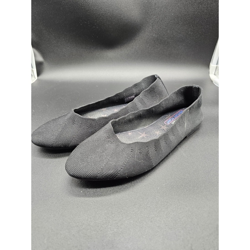 Skechers Air Cooled Memory Foam Womens size 9 Black Stretch Fit Ballet Flats